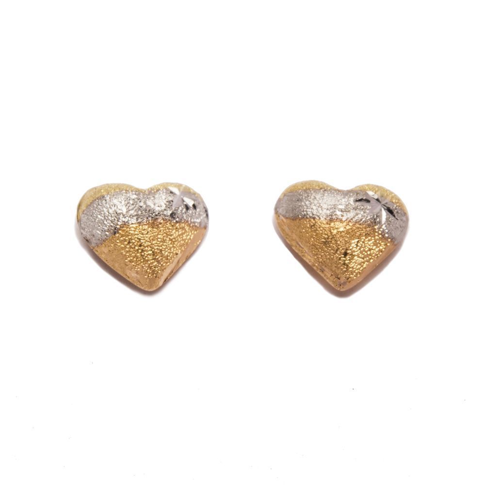 Brinco Cora��o Tri em Ouro 18 kilates - 22852